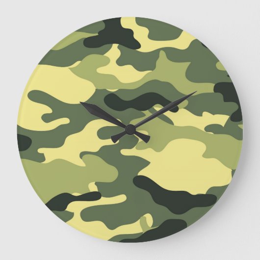 Grande Horloge Ronde Camping Chasse Camouflage vert (Recto)