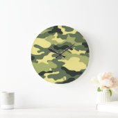 Grande Horloge Ronde Camping Chasse Camouflage vert (Maison)