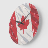 Grande Horloge Ronde Canada Flag Wall Clock — Waving Flag Design (Angle)
