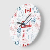 Grande Horloge Ronde Canada | Motif de symboles (Angle)
