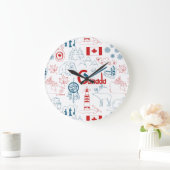 Grande Horloge Ronde Canada | Motif de symboles (Maison)