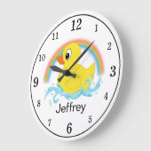 Grande Horloge Ronde Canard en caoutchouc jaune Acrylique personnalisée (Angle)