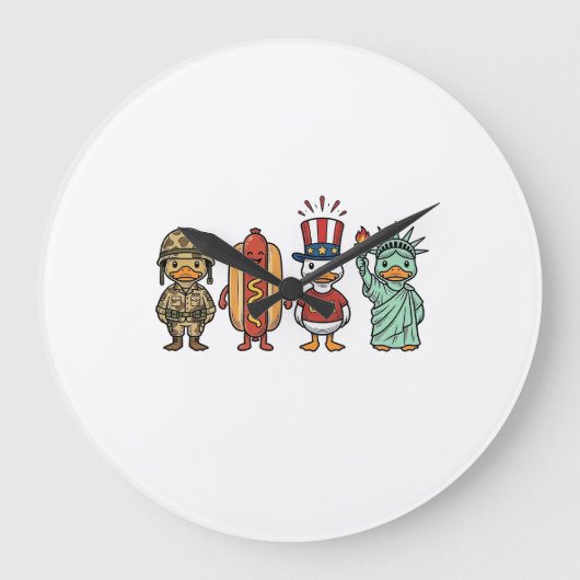 Grande Horloge Ronde Canard patriotique et chemise vectorielle vintage  (Recto)