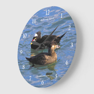 Grande Horloge Ronde Canards de mer à surf mignons et drôles nageant au
