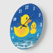 Grande Horloge Ronde canards décoratifs pour salle de bain mignons (Angle)