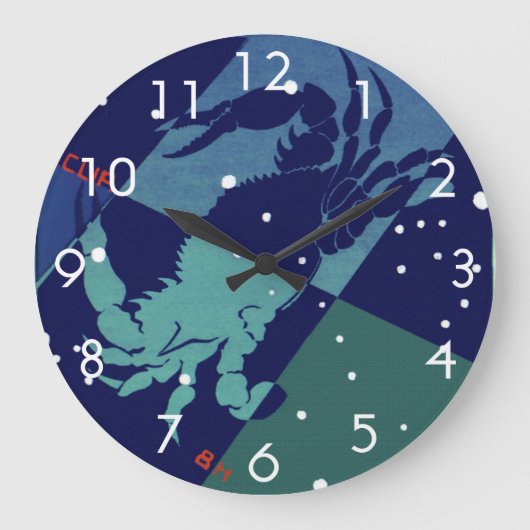Grande Horloge Ronde Cancer Constellation de crabe Astrologie zodiaque  (Recto)