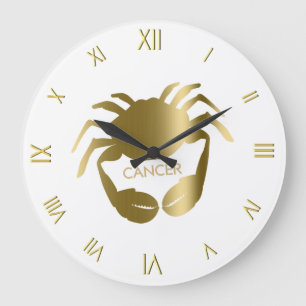 Grande Horloge Ronde Cancer Zodiac Symbol Wall Clock