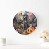 Grande Horloge Ronde Caniche D'Halloween Avec Peur Citrouille (Maison)