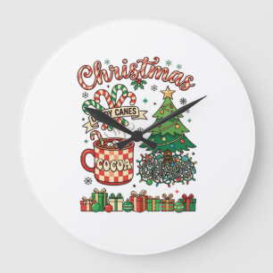 Grande Horloge Ronde Canne à sucre de Noël Canneberges Cacao Chaos Arbr