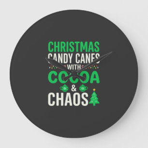 Grande Horloge Ronde Canne à sucre de Noël Chaos de cacao de fêtes
