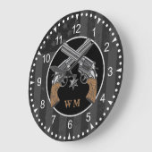 Grande Horloge Ronde Canons Croisés De Style Occidental Avec Monogramme (Angle)