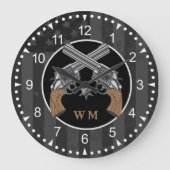 Grande Horloge Ronde Canons Croisés De Style Occidental Avec Monogramme (Recto)