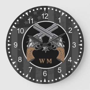 Grande Horloge Ronde Canons Croisés De Style Occidental Avec Monogramme