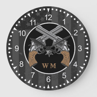 Grande Horloge Ronde Canons Croisés De Style Occidental Avec Monogramme