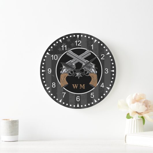 Grande Horloge Ronde Canons Croisés De Style Occidental Avec Monogramme (Maison)