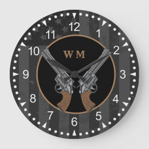Grande Horloge Ronde Canons Croisés De Style Occidental Avec Monogramme