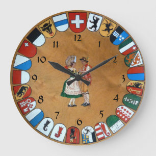 Grande Horloge Ronde Cantons et costumes suisses