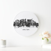 Grande Horloge Ronde Cap Afrique du Sud Skyline BW (Maison)