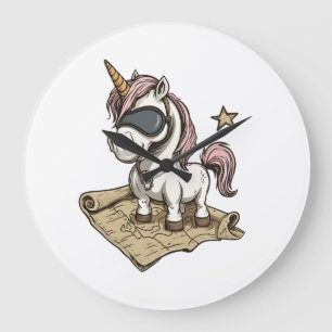 Grande Horloge Ronde Capitaine Pirate Licorne (1)
