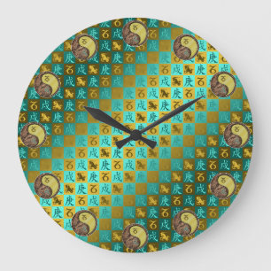 Grande Horloge Ronde Capricorne & Chien Métal