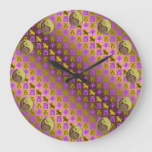 Grande Horloge Ronde Capricorne & Coq de Métal