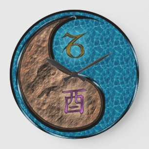 Grande Horloge Ronde Capricorne & Coq d'Eau