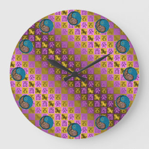 Grande Horloge Ronde Capricorne & Coq d'Eau