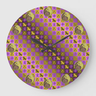 Grande Horloge Ronde Capricorne & Sanglier de Métal