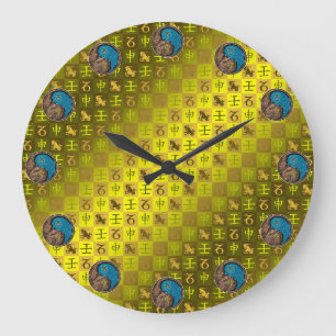 Grande Horloge Ronde Capricorne & Singe d'eau