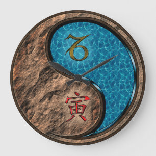 Grande Horloge Ronde Capricorne & Tigre d'eau