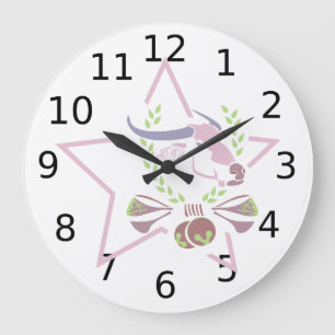 Grande Horloge Ronde Carabao rose et étoile rose