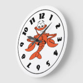 Grande Horloge Ronde Caractère de homard au dessin souriant (Angle)