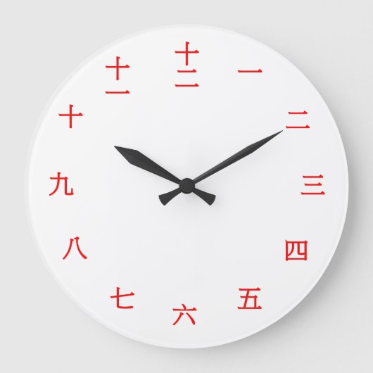 Grande Horloge Ronde Caractère numérique chinois (police rouge) (Recto)