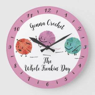 Grande Horloge Ronde Caractères de fils mignons crochet crochets person