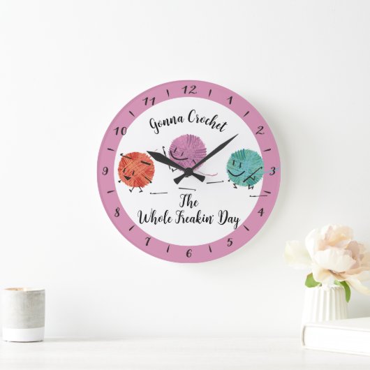Grande Horloge Ronde Caractères de fils mignons crochet crochets person (Maison)