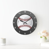 Grande Horloge Ronde Carbone fibre look Baseball (Maison)