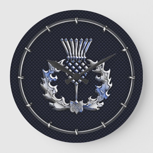 Grande Horloge Ronde Carbone Fibre Print Silver Scottish Thistle (Recto)