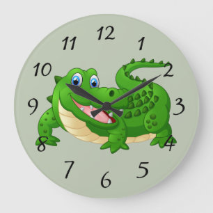 Grande Horloge Ronde Caricature crocodile souriante
