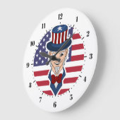 Grande Horloge Ronde Caricature de l'oncle Sam (Angle)