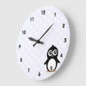 Grande Horloge Ronde Caricature de pingouin mignon (Angle)