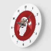 Grande Horloge Ronde Caricature du Père Noël noir (Angle)