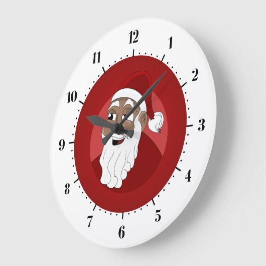 Grande Horloge Ronde Caricature du Père Noël noir (Angle)