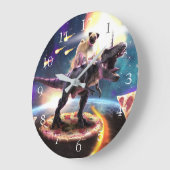 Grande Horloge Ronde Carlin équitation dinosaur licorne dans l'espace (Angle)