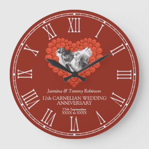 Grande Horloge Ronde Carnelian 17e anniversaire mariage photo personnal
