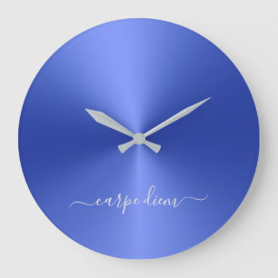 Grande Horloge Ronde Carpe diem Dark Blue Metallic Style acrylique