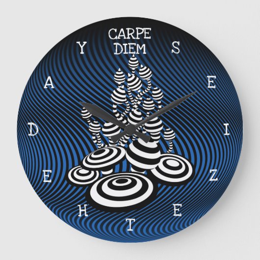 Grande Horloge Ronde Carpe Diem seize the day Magic Mushroom blue. (Recto)
