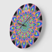 Grande Horloge Ronde Carpe Diem seize the day mandala wall clock. (Angle)