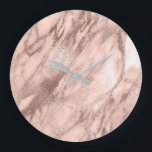 Grande Horloge Ronde Carrara Marble Blush Skinny Powder Stone<br><div class="desc">Unique,  minimaliste et en même temps glam scintillante décoration de maison tendance. Style glam luxueux. design florenceK</div>