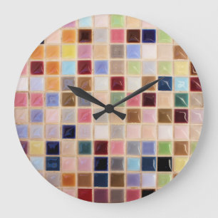 Grande Horloge Ronde Carreaux de mosaïque vintages
