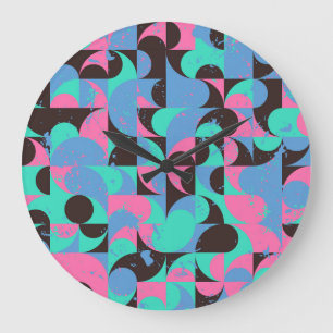 Grande Horloge Ronde Carreaux vintages Neon Rose Green